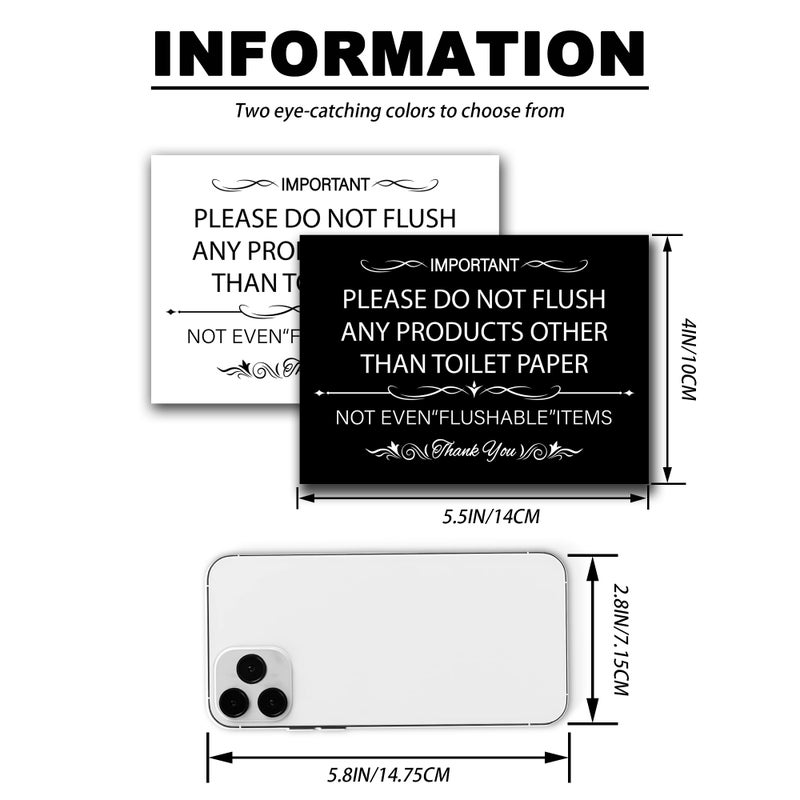LONGMUU Please Do Not Flush Sign for Bathroom, Waterproof Do Not Flush Anything Except Toilet Paper Sign Self-adhesive Restroom Etiquette Sticker for Business and Home(White) - Image 3